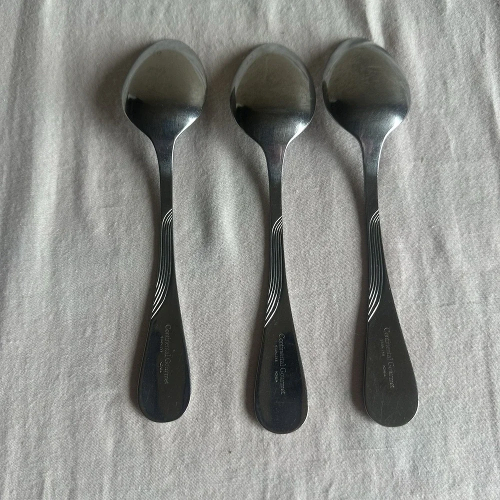 Continental Gourmet Swirl Pattern Stainless Spoons Lot‎ Of 3 Replacement Pieces